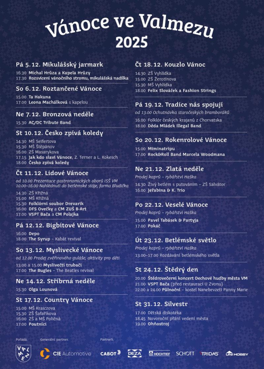 Mikulášský jarmark s koncertem a nadílkou zahájí program Vánoc ve Valmezu