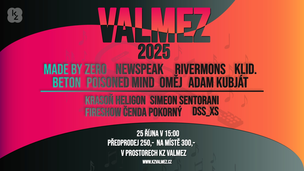 Multižánrový festiválek Valmez 2025 už tuto sobotu