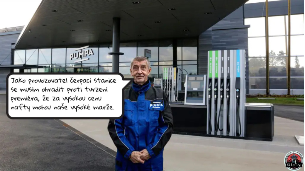 „Pokrytectví na druhou.“ Pumpař Babiš káže ostatním zlevňovat, na čerpačce v Průhonicích si mastí kapsu