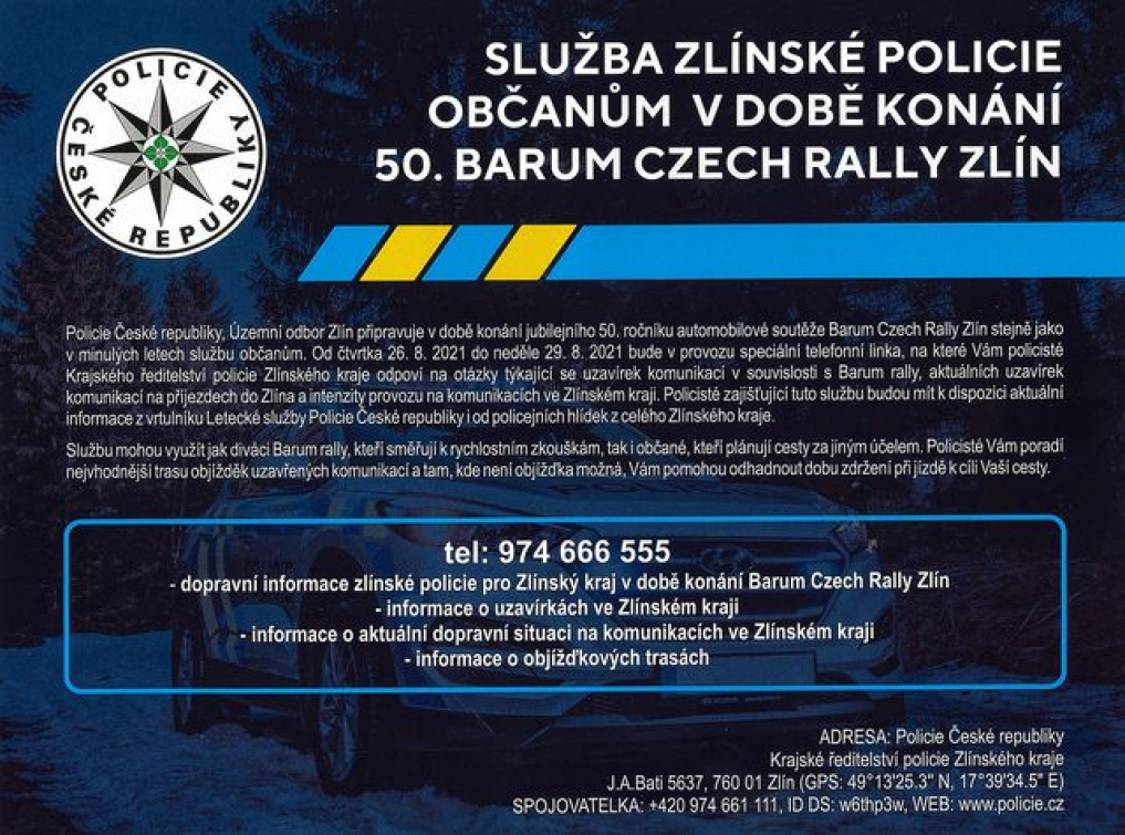 Na bezpečnost během Barumky budou každý den dohlížet desítky policistů