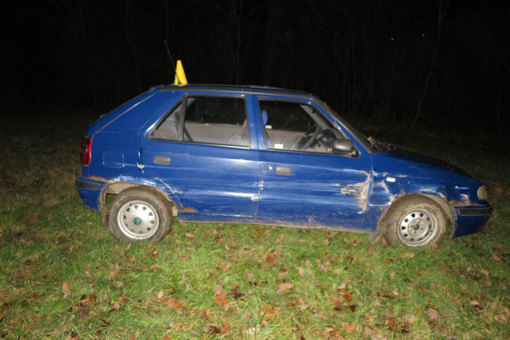 Řidička skončila s autem na louce. Policisté jí naměřili více jak dvě promile