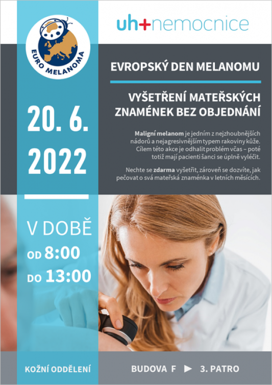 Uherskohradišťská nemocnice podpoří Evropský den melanomu preventivním vyšetřením znamének