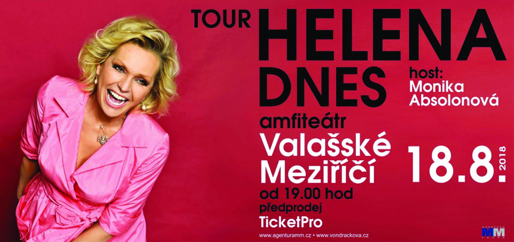 Helena Vondráčková vystoupí 18. srpna v amfiteátru ve Valašském Meziříčí! Koncert je součástí turné Helena DNES