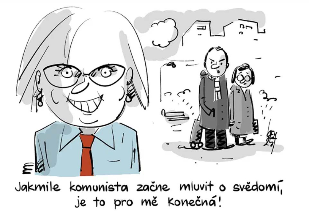 Jste komunistka a z principu vám pravda nic neříká, usadil Konečnou protiválečný aktivista