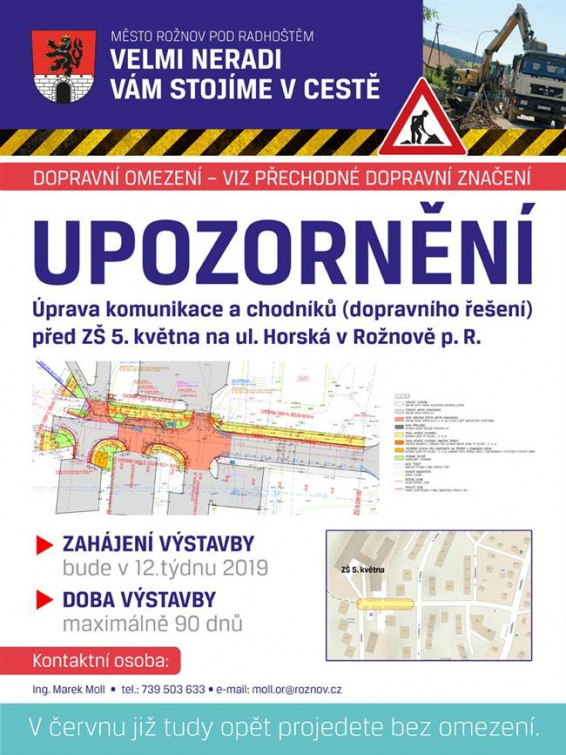 Začnou opravy komunikací na rožnovské Horské ulici