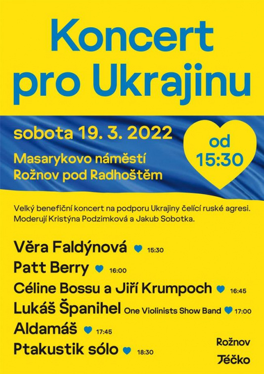Benefiční koncert pro Ukrajinu v Rožnově pod Radhoštěm