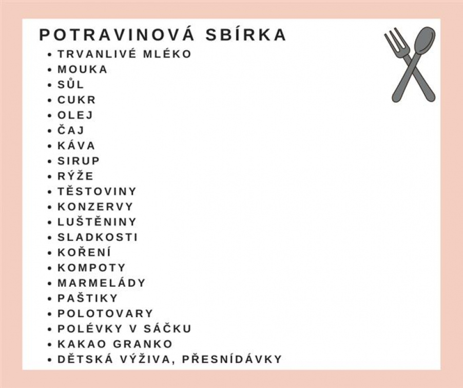 Potravinová sbírka pro ukrajinské rodiny, které jsou již v Rožnově p. R.
