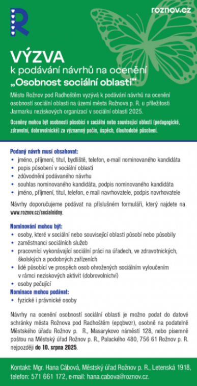Nominujte na ocenění osobnost sociální oblasti