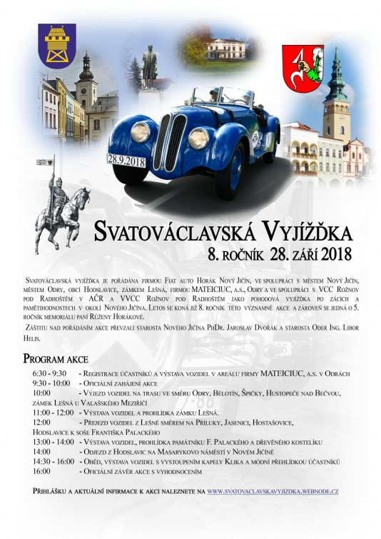 Svatováclavská vyjížďka historických vozidel se zastaví i u zámku Lešná