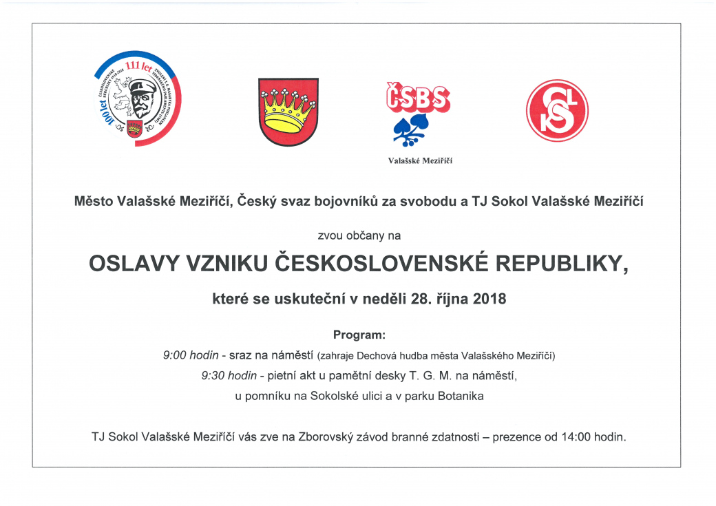 Oslavy státního svátku 28. října ve Valašském Meziříčí