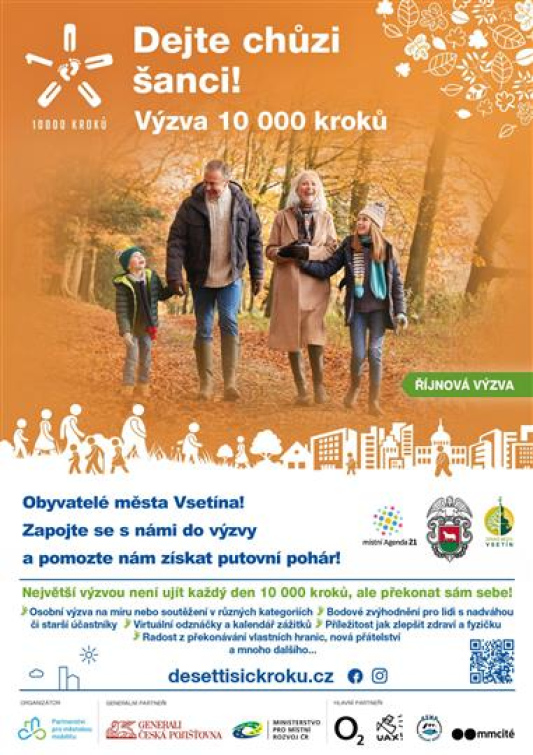 Staňme se městem, ve kterém to šlape. Vsetín s připojí k říjnové výzvě 10 000 kroků