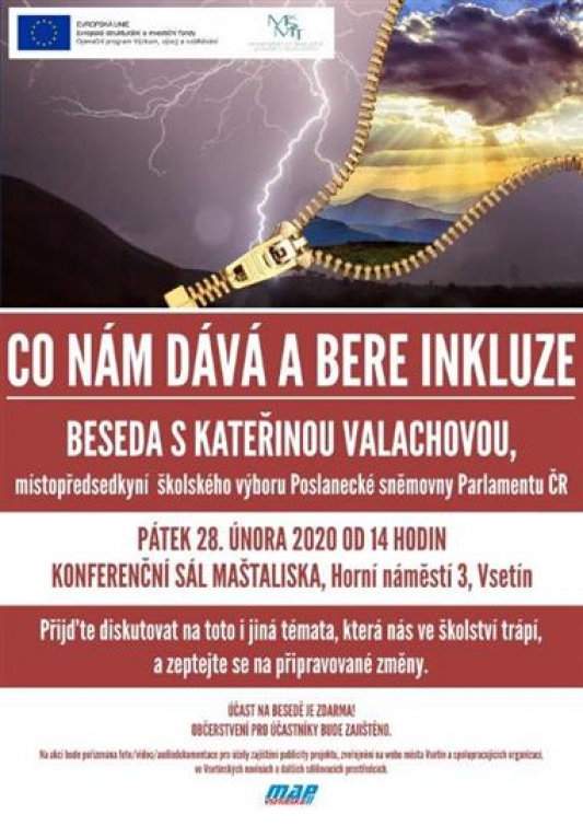 Pozvánka na besedu s Kateřinou Valachovou: Co nám dává a bere inkluze