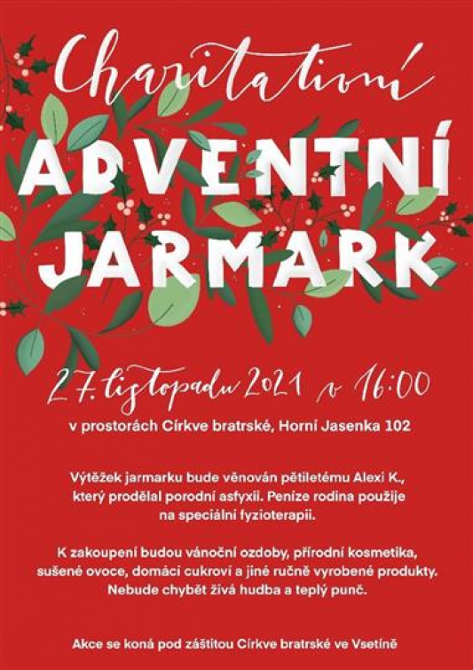 Charitativní adventní jarmark pomůže pětiletému Alexovi