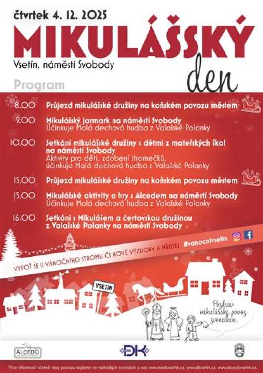 Na Vsetín dorazí Mikuláš, chybět nebude ani tradiční Mikulášký jarmark