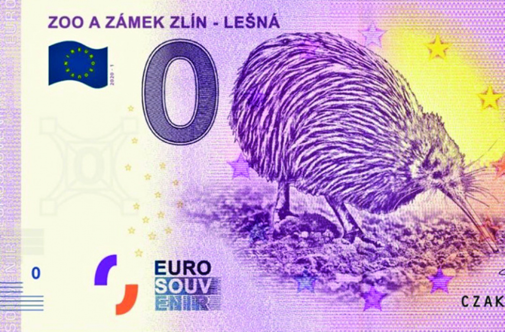 Zoo Zlín odstartovala dražbu vydaných eurobankovek s motivem kivi hnědého, lidé mohou získat vzácná sériová čísla