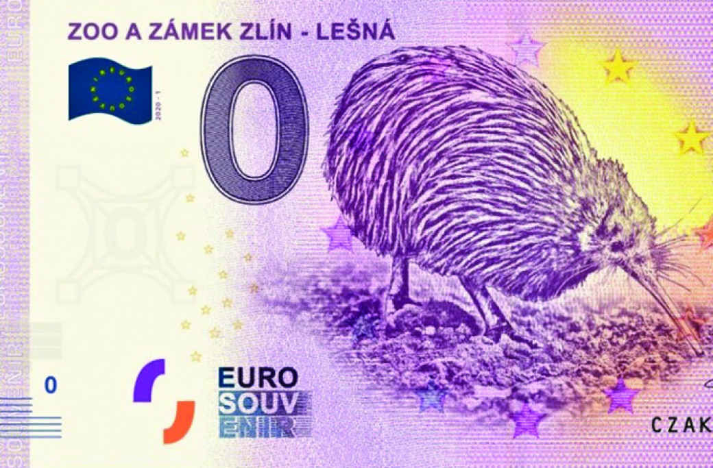 Zoo Zlín odstartovala dražbu vydaných eurobankovek s motivem kivi hnědého, lidé mohou získat vzácná sériová čísla