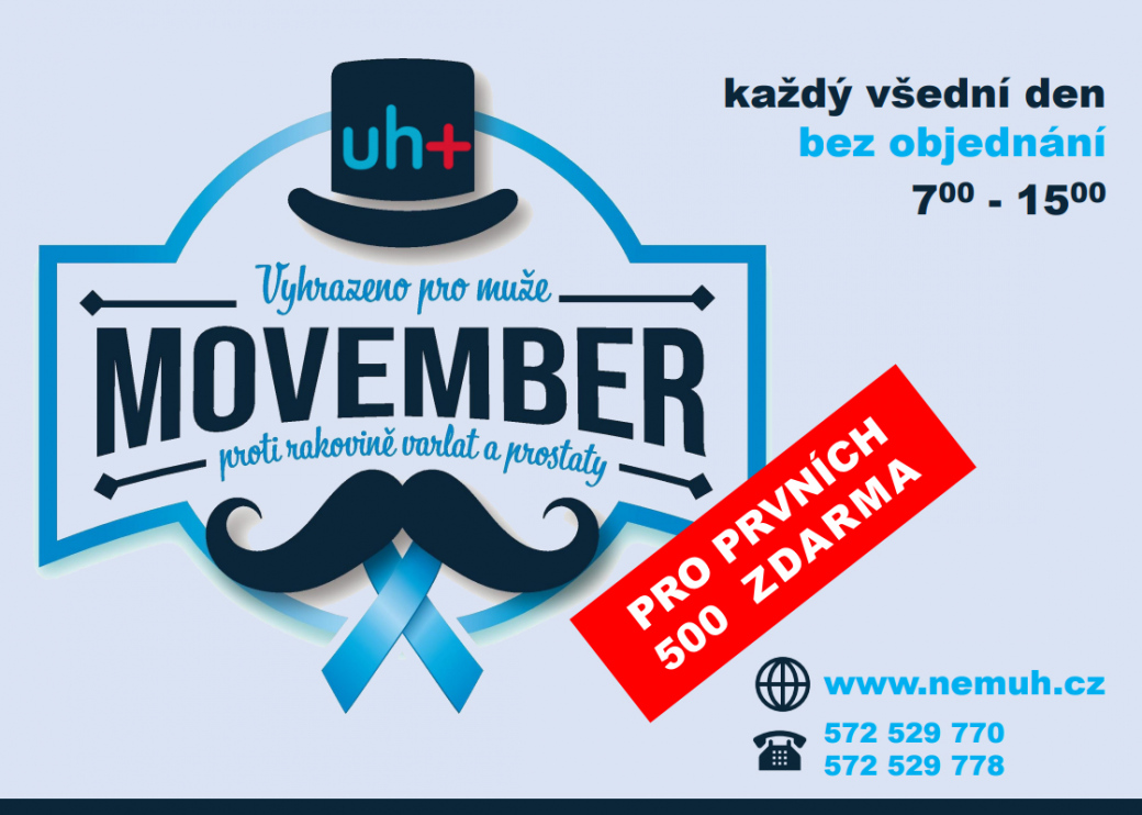 Uherskohradišťská nemocnice se již po páté připojí k celosvětové kampani Movember