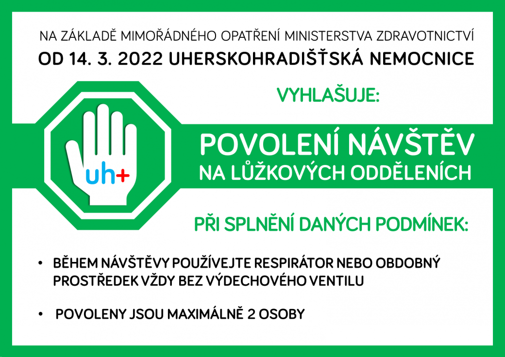 V Uherskohradišťské nemocnici jsou od pondělí 14. března povoleny návštěvy