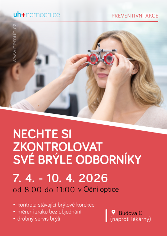 Nemocniční optika nabídne zdarma kontrolu zraku i drobný servis brýlí