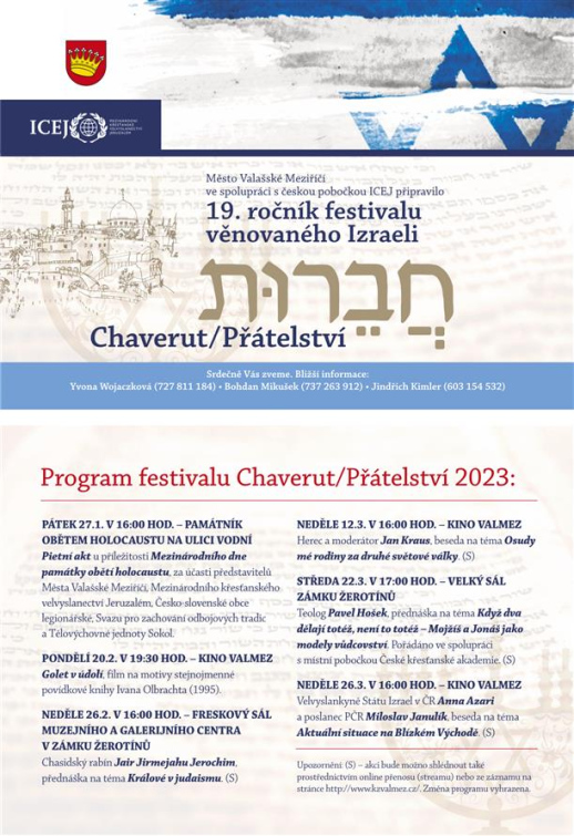 Festival Chaverut pokračuje promítáním a přednáškou