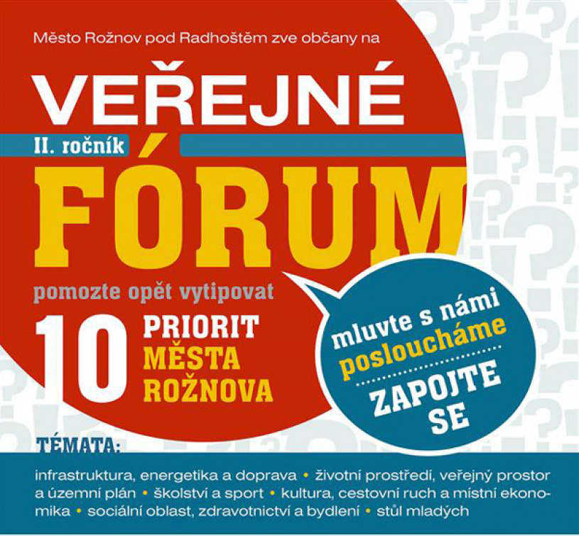 Veřejné fórum se opět osvědčilo. Rožnované vybrali dalších deset priorit, které by chtěli ve městě realizovat