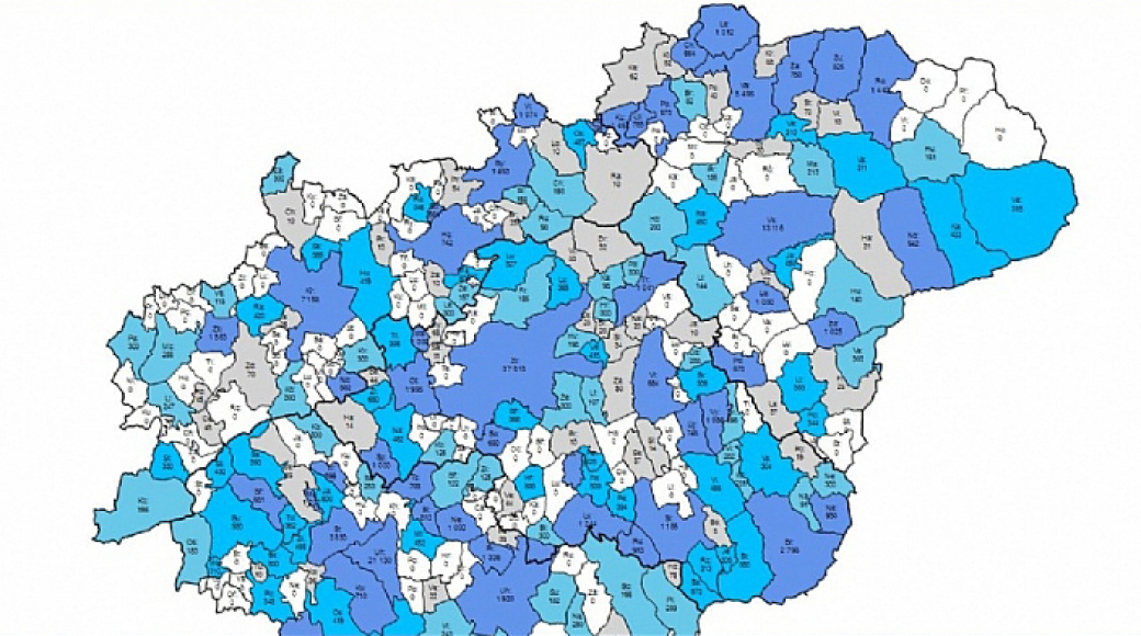 Mapa dotací ukazuje, že kraj loni zpracoval více než tisíc žádostí o dotaci