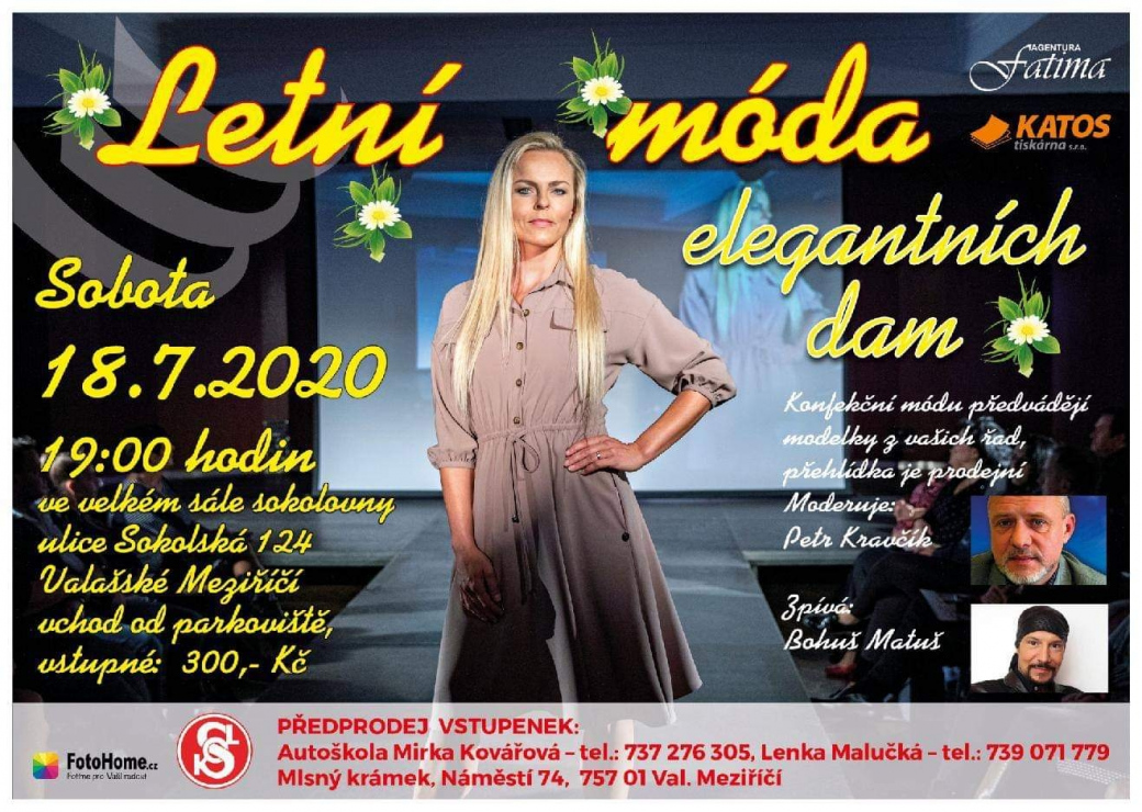 Agentura Fatima pořádá další módní přehlídku Elegantních dam, s názvem Letní móda Elegantních dam, tentokrát ve Valašském Meziříčí