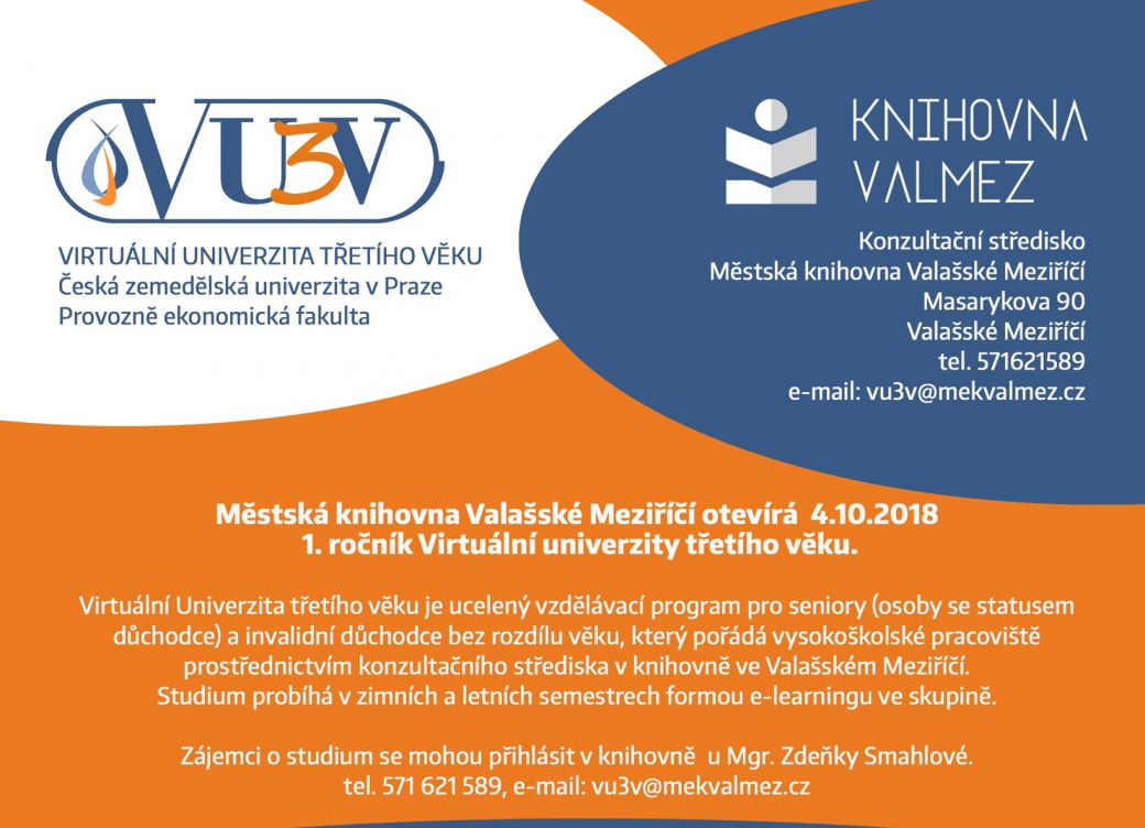Ve ValMezu rozjíždějí Virtuální Univerzitu třetího věku – VU3V