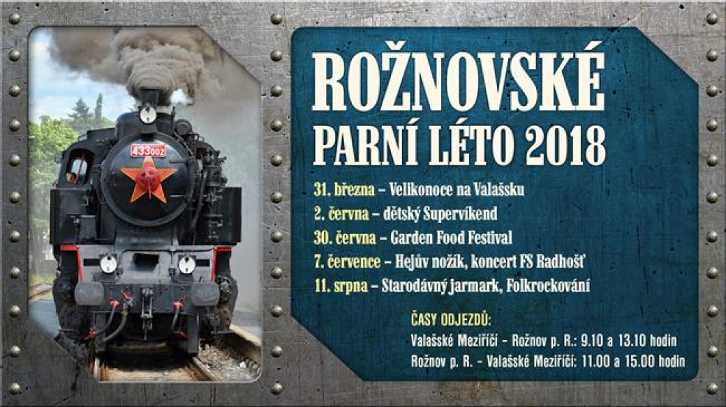 Rožnovské parní léto 2018, to jsou jízdy s lokomotivou Matěj