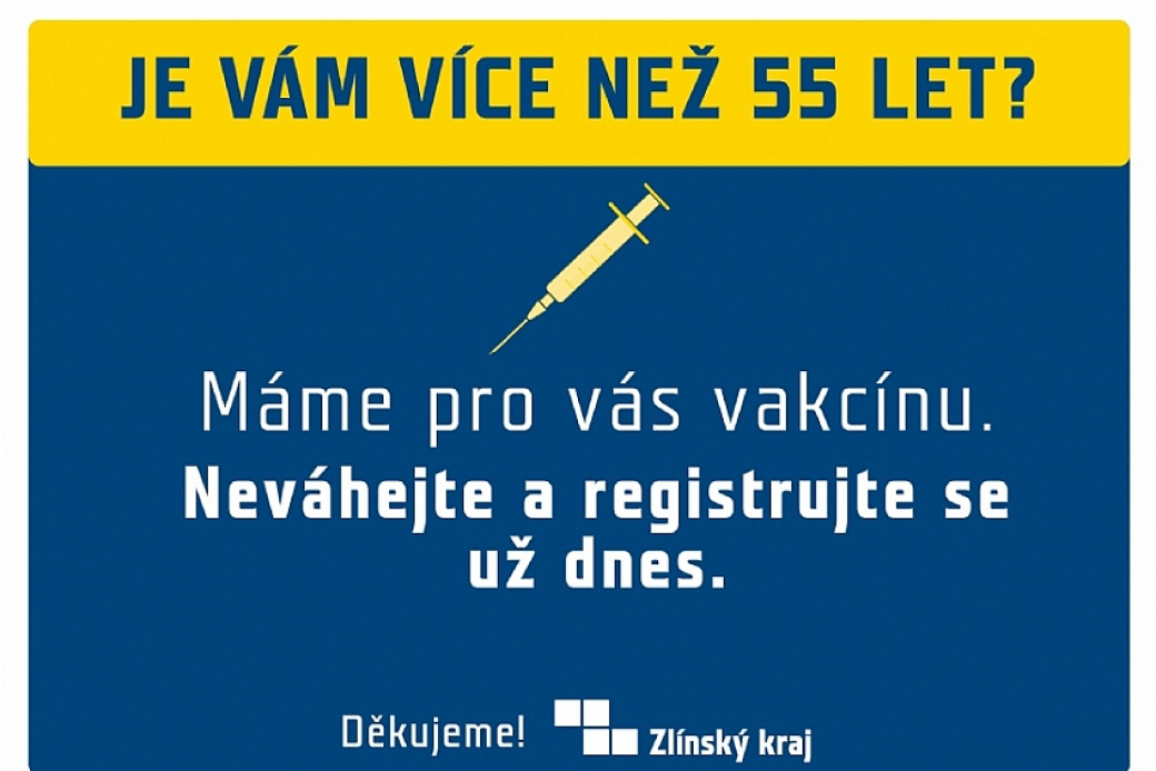 Registrace k očkování proti Covid-19 se otevřela také zájemcům od 55 let