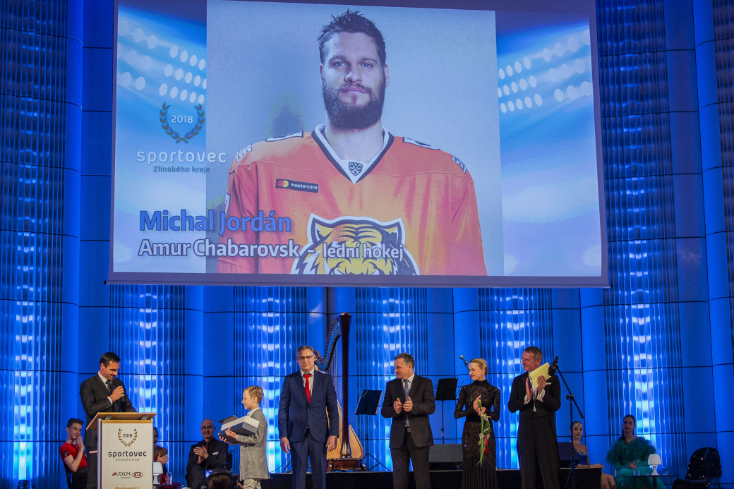 Hokejista Michal Jordán byl vyhlášen Sportovcem roku Zlínského kraje 2018
