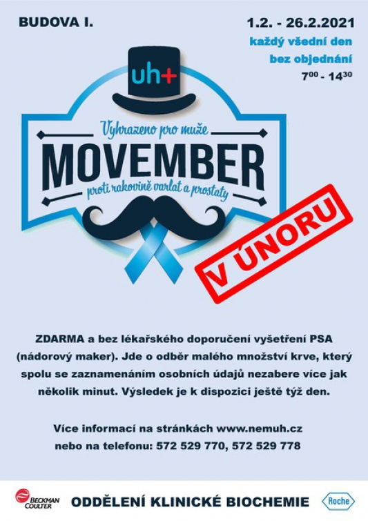 Uherskohradišťská nemocnice znovu spustila Rok muže, Movember odstartoval právě dnes