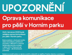 V rožnovském Horním parku probíhá oprava komunikace pro pěší