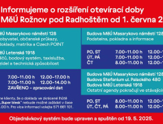 Od 1. června rozšiřuje Městský úřad v Rožnově p. R. otevírací dobu