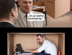 „Igore, místo!“ Ministr Červený vyfasoval kumbál u tiskárny, jeho kancelář si nechal Turek