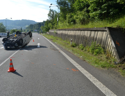 Řidička vyháněla hmyz a převrátila auto na střechu