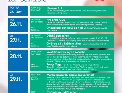 Týden zdraví se ve Valašském Meziříčí zaměří na prevenci a zdravý životní styl