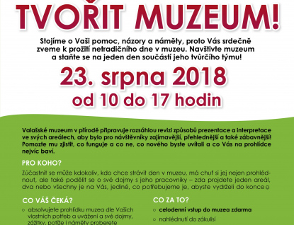 Pojďte s námi tvořit muzeum. Netradiční  prohlídku muzejního areálu  zdarma