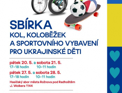 Sbírka kol, koloběžek a sportovního vybavení pro ukrajinské děti sbirka