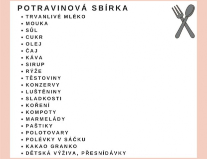 Potravinová sbírka pro ukrajinské rodiny, které jsou již v Rožnově p. R.