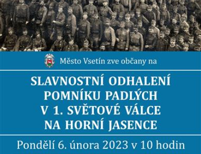 Na vsetínské Jasence dnes odhalí rozšířený pomník válečných obětí