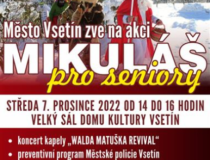 Středa 7. prosince bude patřit ve Vsetíně mikulášské nadílce pro seniory