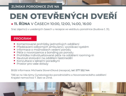 Den otevřených dveří zlínské porodnice 