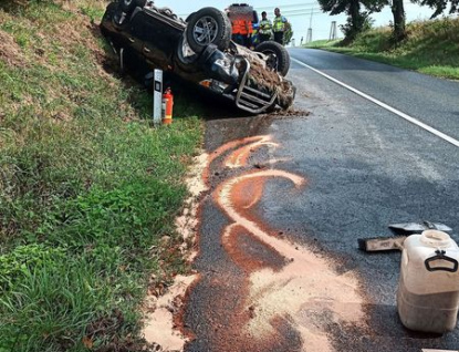 Řidič nezvládl řízení a převrátil auto na střechu