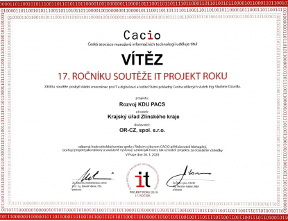 Kraj získal ocenění za modernizaci úložiště digitální zdravotnické dokumentace