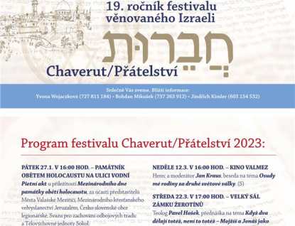 Festival Chaverut pokračuje promítáním a přednáškou