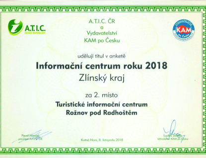 Ocenění pro Turistické informační centrum Rožnov p. R.