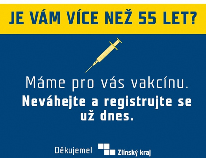 Registrace k očkování proti Covid-19 se otevřela také zájemcům od 55 let