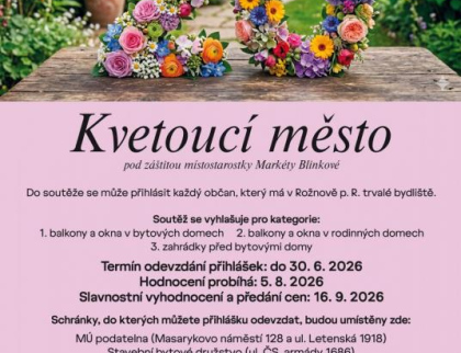 Rožnov hledá nejkrásnější květinovou výzdobu: Odstartoval 20. ročník soutěže Kvetoucí město