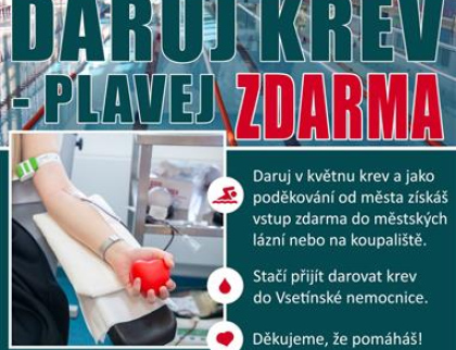Vsetín podporuje dárcovství krve: dárci získají vstup zdarma do lázní nebo na koupaliště